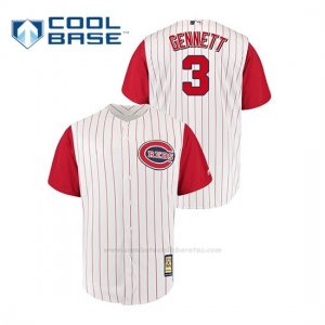 Camiseta Beisbol Hombre Cincinnati Reds Scooter Gennett Throwback 1961 Cool Base Blanco Rojo