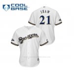 Camiseta Beisbol Hombre Milwaukee Brewers Travis Shaw 2019 Postseason Cool Base Blanco