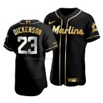 Camiseta Beisbol Hombre Miami Marlins Corey Dickerson Golden Edition Autentico Negro