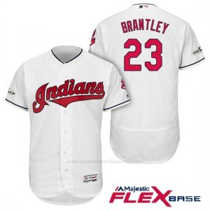 Camiseta Beisbol Hombre Cleveland Indians 2017 Postemporada Michael Brantley Blanco Flex Base