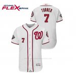 Camiseta Beisbol Hombre Washington Nationals Trea Turner 2019 World Series Bound Flex Base Blanco