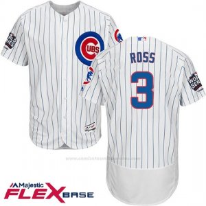 Camiseta Beisbol Hombre Chicago Cubs 9 David Ross Blanco 2016 World Series Champions Flex Base