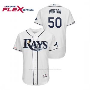 Camiseta Beisbol Hombre Tampa Bay Rays Charlie Morton Flex Base Autentico Collezione Blanco