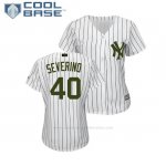 Camiseta Beisbol Mujer New York Yankees Luis Severino 2018 Dia de los Caidos Cool Base Blanco