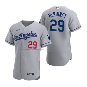 Camiseta Beisbol Hombre Los Angeles Dodgers Billy Mckinney Autentico Road Gris