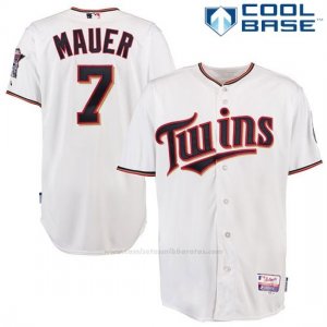 Camiseta Beisbol Hombre Minnesota Twins Joe Mauer 1ª 6300 Jugador Blanco Cool Base