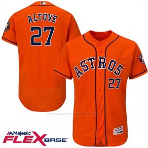 Camiseta Beisbol Hombre Houston Astros Jose Altuve 27 Naranja Flex Base Autentico Coleccion Jugador