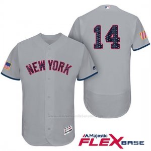 Camiseta Beisbol Hombre New York Yankees 2017 Estrellas y Rayas Starlin Castro Gris Flex Base