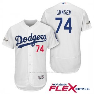 Camiseta Beisbol Hombre Los Angeles Dodgers 2017 Postemporada Kenley Jansen Blanco Flex Base