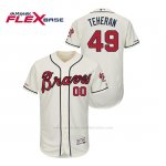 Camiseta Beisbol Hombre Atlanta Braves Julio Teheran 150th Aniversario Patch Autentico Flex Base Crema