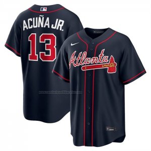 Camiseta Beisbol Hombre Atlanta Braves Ronald Acuna Jr Alterno Replica Azul