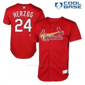 Camiseta Beisbol Hombre St. Louis Cardinals Blancoy Herzog 24 Rojo Cool Base