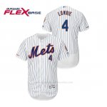 Camiseta Beisbol Hombre New York Mets Jed Lowrie 150th Aniversario Patch Autentico Flex Base Blanco