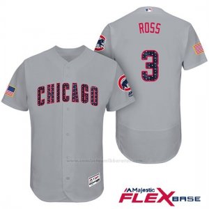 Camiseta Beisbol Hombre Chicago Cubs 2017 Estrellas y Rayas Cubs 3 David Ross Gris Flex Base
