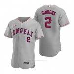 Camiseta Beisbol Hombre Los Angeles Angels Andrelton Simmons Autentico 2020 Road Gris