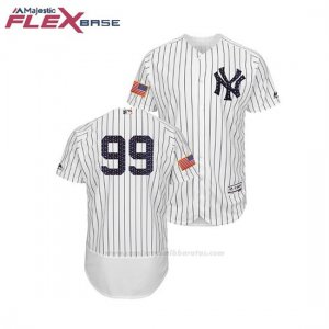 Camiseta Beisbol Hombre New York Yankees Aaron Judge 2018 Stars & Stripes Flex Base Blanco