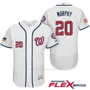 Camiseta Beisbol Hombre Washington Nationals 2017 Estrellas y Rayas Daniel Murphy Blanco Flex Base