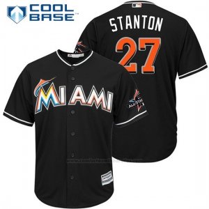 Camiseta Beisbol Hombre Miami Marlins 27 Giancarlo Stanton Negro2017 Cool Base