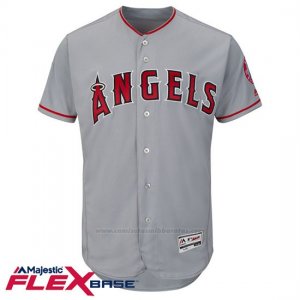 Camiseta Beisbol Hombre Los Angeles Angels Blank Gris Flex Base Autentico Coleccion