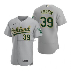Camiseta Beisbol Hombre Oakland Athletics Andrew Chafin Autentico Road Gris