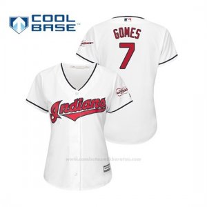 Camiseta Beisbol Mujer Cleveland Indians Yan Gomes 2019 All Star Game Patch Cool Base Blanco