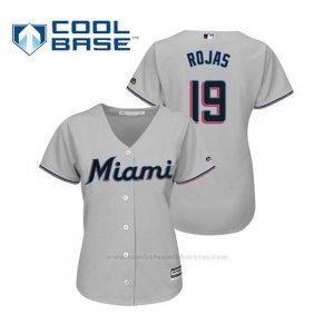 Camiseta Beisbol Mujer Miami Marlins Miguel Rojas Cool Base Majestic Road 2019 Gris
