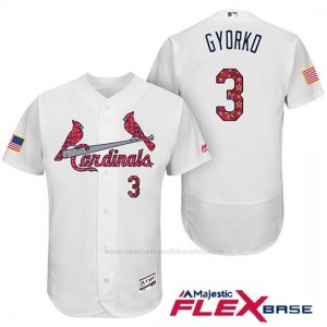 Camiseta Beisbol Hombre St. Louis Cardinals 2017 Estrellas y Rayas Jedd Gyorko Blanco Flex Base
