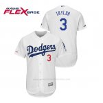 Camiseta Beisbol Hombre Los Angeles Dodgers Chris Taylor 150th Aniversario Patch Flex Base Blanco
