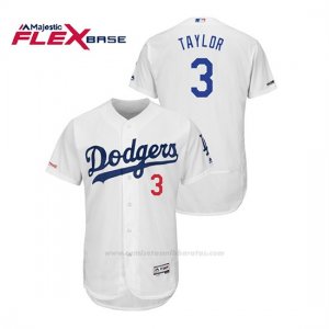 Camiseta Beisbol Hombre Los Angeles Dodgers Chris Taylor 150th Aniversario Patch Flex Base Blanco