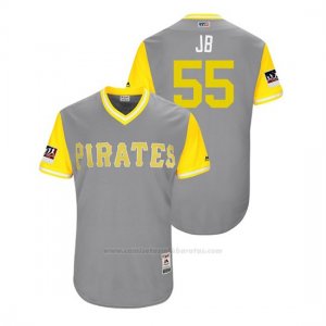 Camiseta Beisbol Hombre Pittsburgh Pirates Josh Bell 2018 Llws Players Weekend Jb Gris