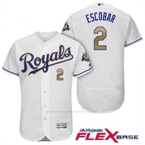 Camiseta Beisbol Hombre Kansas City Royals Alcides Escobar Blanco 50th Season Alterno Flex Base