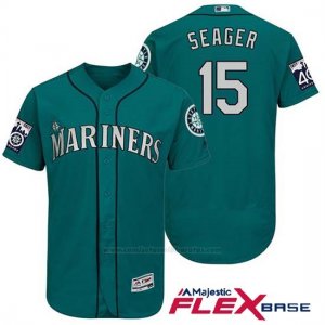 Camiseta Beisbol Hombre Seattle Mariners 15 Kyle Seager Aqua 2017 Flex Base