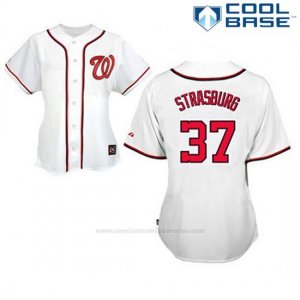 Camiseta Beisbol Hombre Washington Nationals Stephen Strasburg 37 Blanco Cool Base