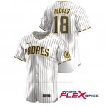 Camiseta Beisbol Hombre San Diego Padres Austin Hedges Autentico Blanco Marron