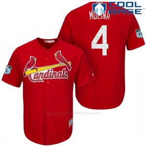 Camiseta Beisbol Hombre St. Louis Cardinals Yadier Molina Scarlet 2017 Entrenamiento de Primavera Cool Base Jugador