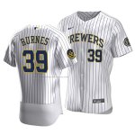 Camiseta Beisbol Hombre Milwaukee Brewers Corbin Burnes Autentico Primera Blanco