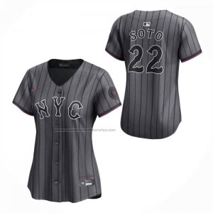 Camiseta Beisbol Mujer New York Mets Juan Soto City Connect Limited Gris