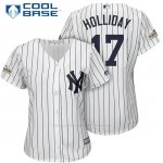 Camiseta Beisbol Mujer New York Yankees 2017 Postemporada Matt Holliday Blanco Cool Base