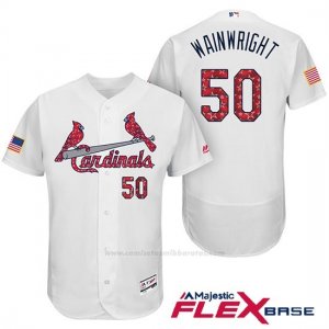 Camiseta Beisbol Hombre St. Louis Cardinals 2017 Estrellas y Rayas Adam Wainwright Blanco Flex Base