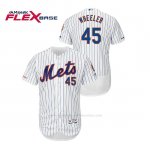 Camiseta Beisbol Hombre New York Mets Zack Wheeler 150th Aniversario Patch Autentico Flex Base Blanco