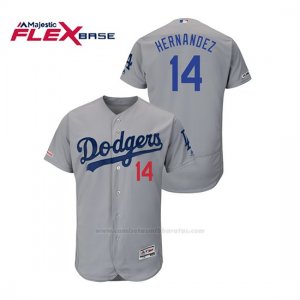 Camiseta Beisbol Hombre Los Angeles Dodgers Enrique Hernandez 150th Aniversario Patch Flex Base Gris