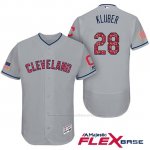 Camiseta Beisbol Hombre Cleveland Indians 2017 Estrellas y Rayas Corey Kluber Gris Flex Base