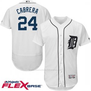 Camiseta Beisbol Hombre Detroit Tigers Miguel Cabrera 24 Blanco Flex Base Autentico Coleccion Jugador
