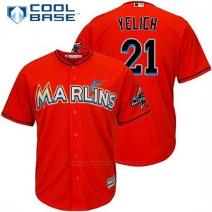 Camiseta Beisbol Hombre Miami Marlins 21 Christian Yelich Naranja2017 Cool Base