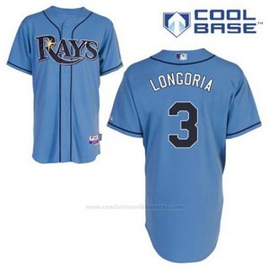 Camiseta Beisbol Hombre Tampa Bay Rays Evan Longoria 3 Azul Alterno Cool Base