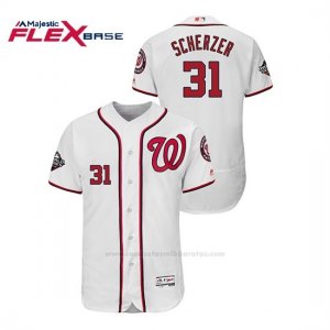 Camiseta Beisbol Hombre Washington Nationals Max Scherzer 2019 World Series Bound Flex Base Blanco