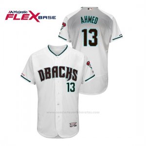 Camiseta Beisbol Hombre Arizona Diamondbacks Nick Ahmed 150th Aniversario Patch Autentico Flex Base Blanco