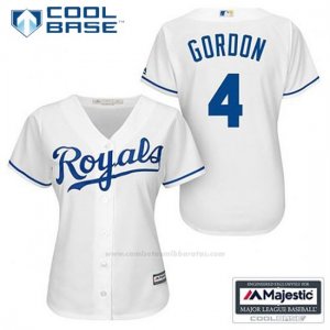 Camiseta Beisbol Hombre Kansas City Royals Alex Gordon 4 Blanco 1ª Cool Base