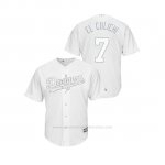 Camiseta Beisbol Hombre Los Angeles Dodgers Julio Urias 2019 Players Weekend El Culichi Replica Blanco