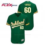 Camiseta Beisbol Hombre Oakland Athletics Andrew Triggs 150th Aniversario Patch Flex Base Kelly Verde
